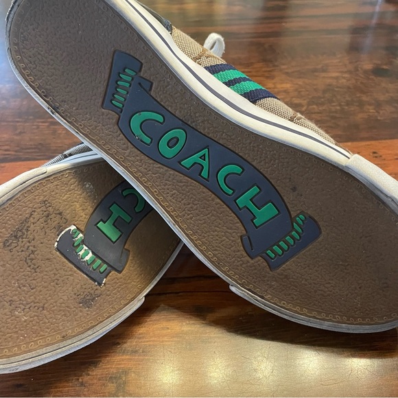 Coach Folly Sneakers Brown with green and blue stripe Size 7.5 - Picture 6 of 11